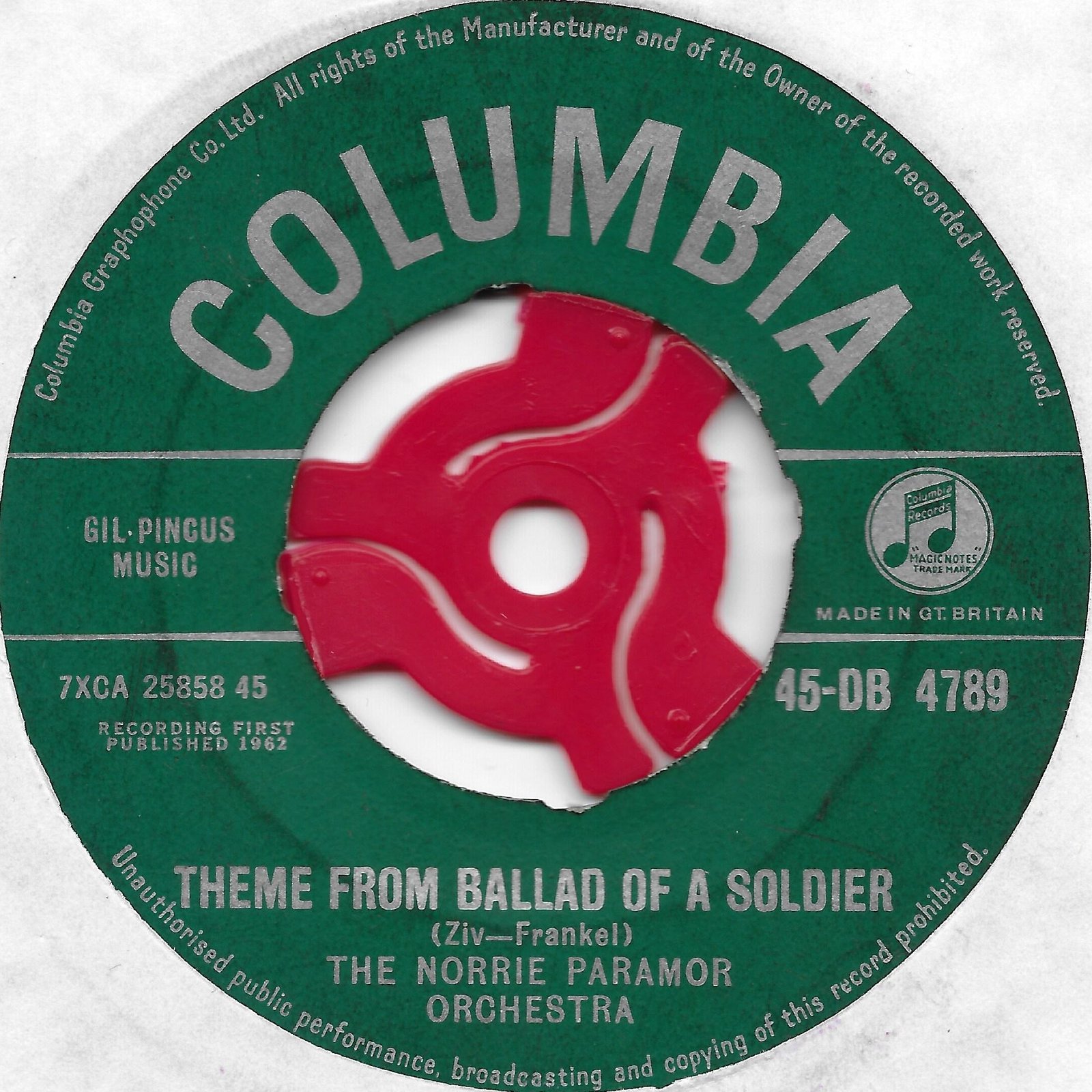 45 - DB 4789 Z - Cars Johnny Todd / Ziv-Frankel from the BBC records and Tapes library Label